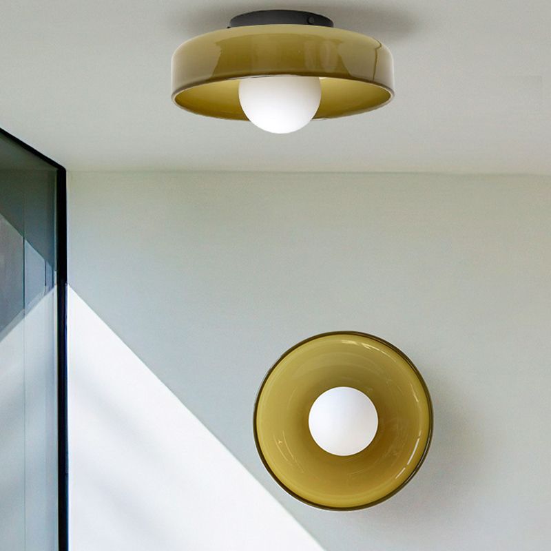 Halo Flush Mount Ceiling Light Modern Glass Metal Bedroom Colours
