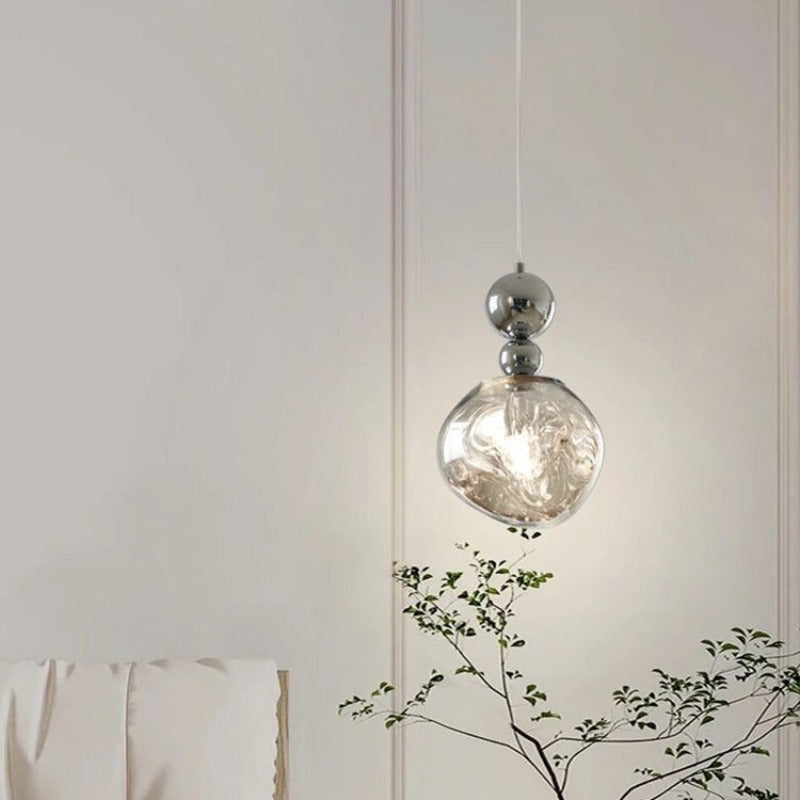Mode Pendant Light Retro Metal Chrome Acrylic LED Bedroom Living Room