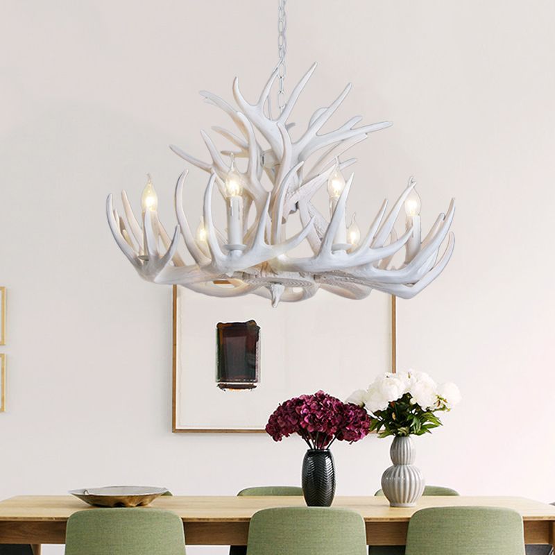 Aura Chandelier Rustic Horn Metal Resin Dining Room Living Room