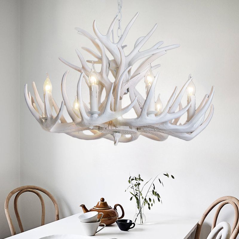 Aura Chandelier Rustic Horn Metal Resin Dining Room Living Room
