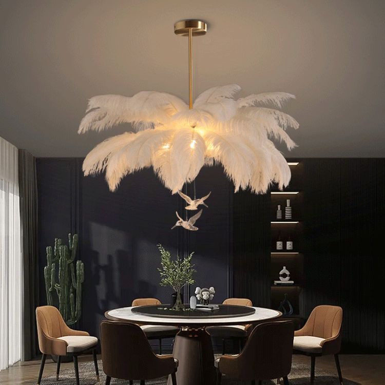 Yono Pendant Light Elegant Feather Contemporary Ostrich Bedroom