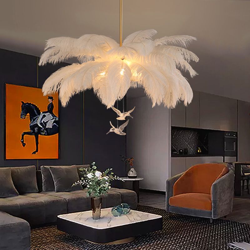Yono Pendant Light Elegant Feather Contemporary Ostrich Bedroom