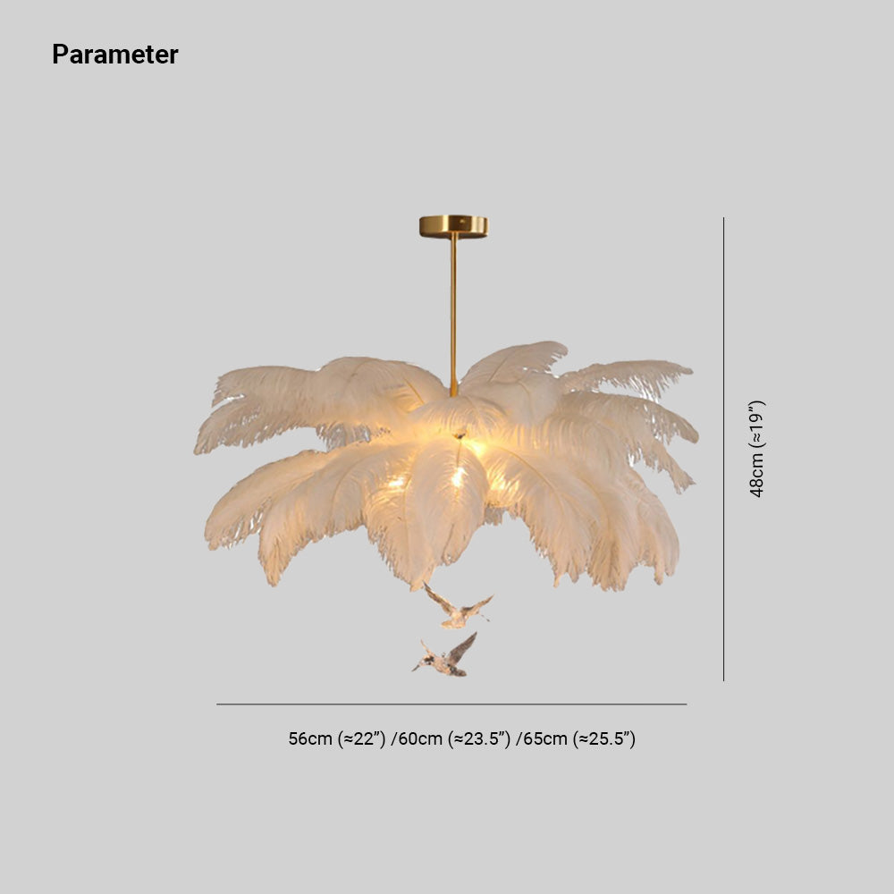 Yono Pendant Light Elegant Feather Contemporary Ostrich Bedroom