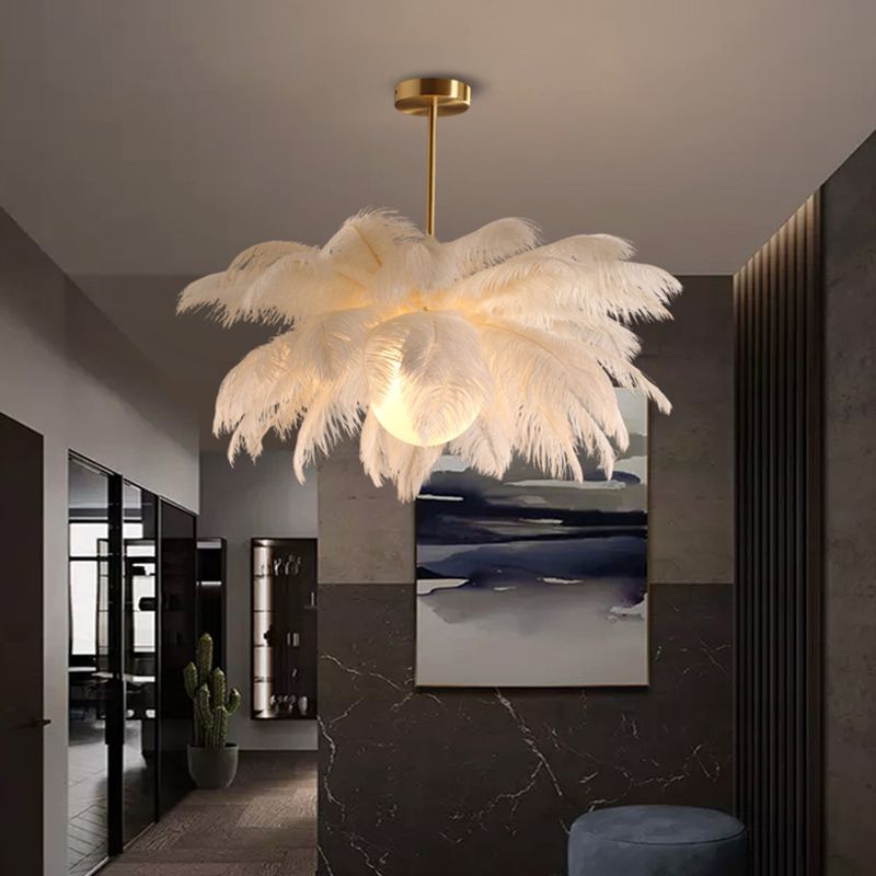 Yono Pendant Light Elegant Feather Contemporary Ostrich Bedroom