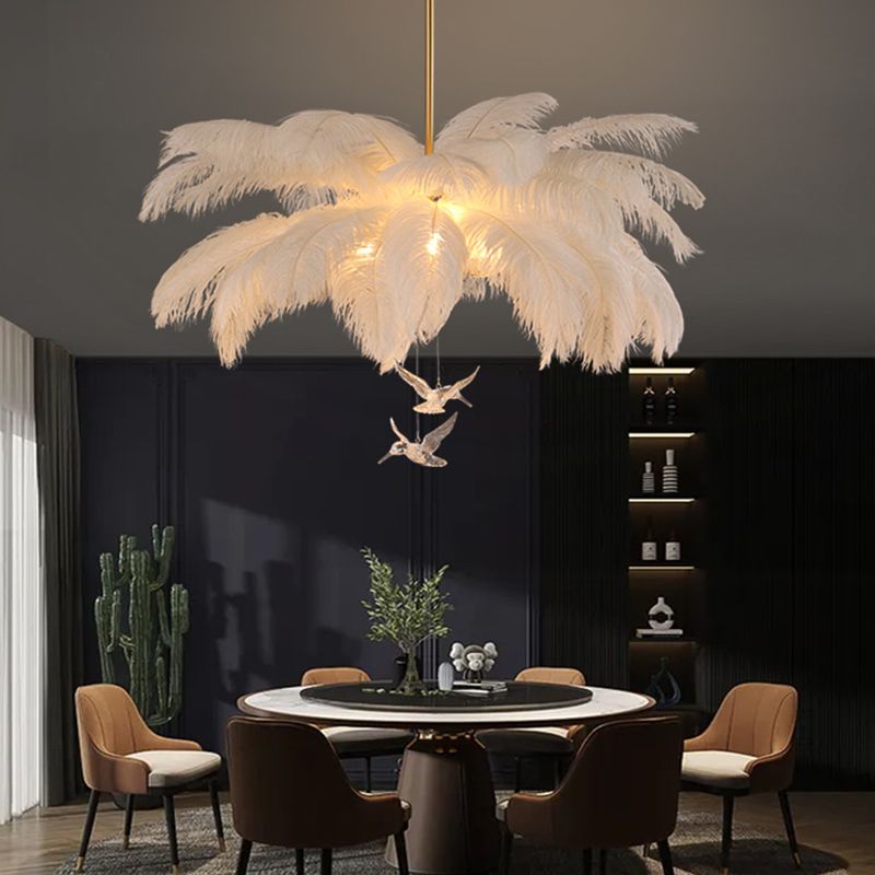 Yono Pendant Light Elegant Feather Contemporary Ostrich Bedroom