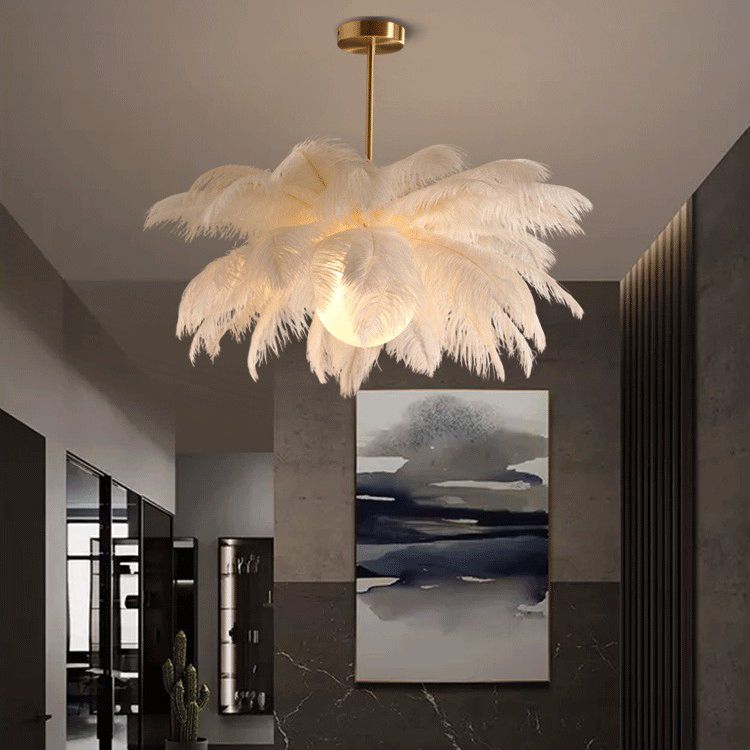Yono Pendant Light Elegant Feather Contemporary Ostrich Bedroom