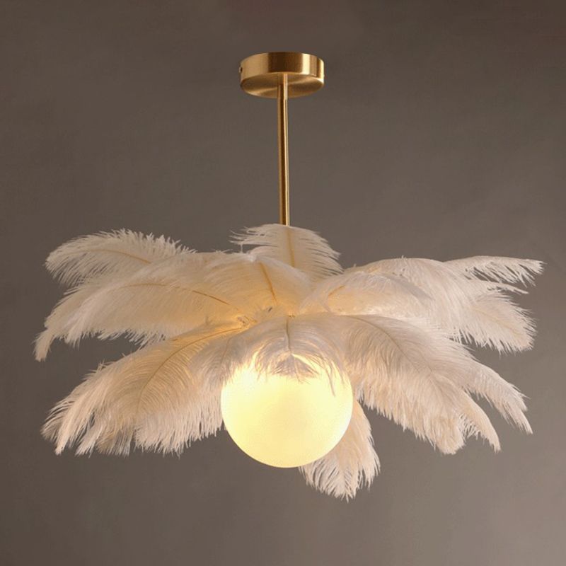 Yono Pendant Light Elegant Feather Contemporary Ostrich Bedroom