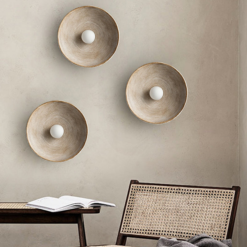 Noncu Wall Lamp Indoor Round Modern Wood Bedroom Living Room
