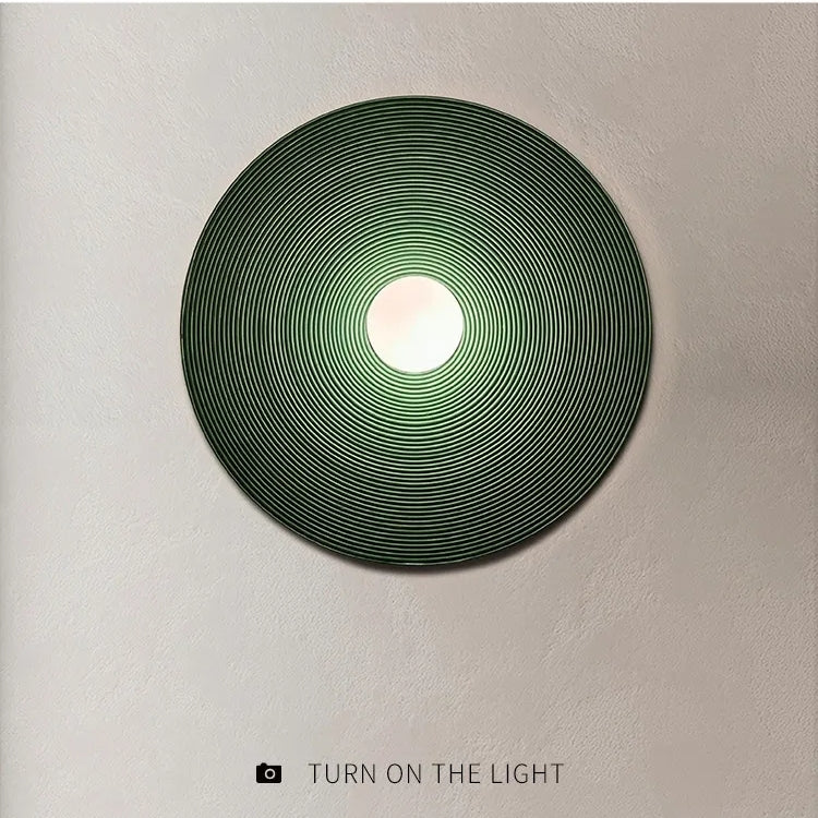 Noncu Wall Lamp Indoor Round Modern Wood Bedroom Living Room