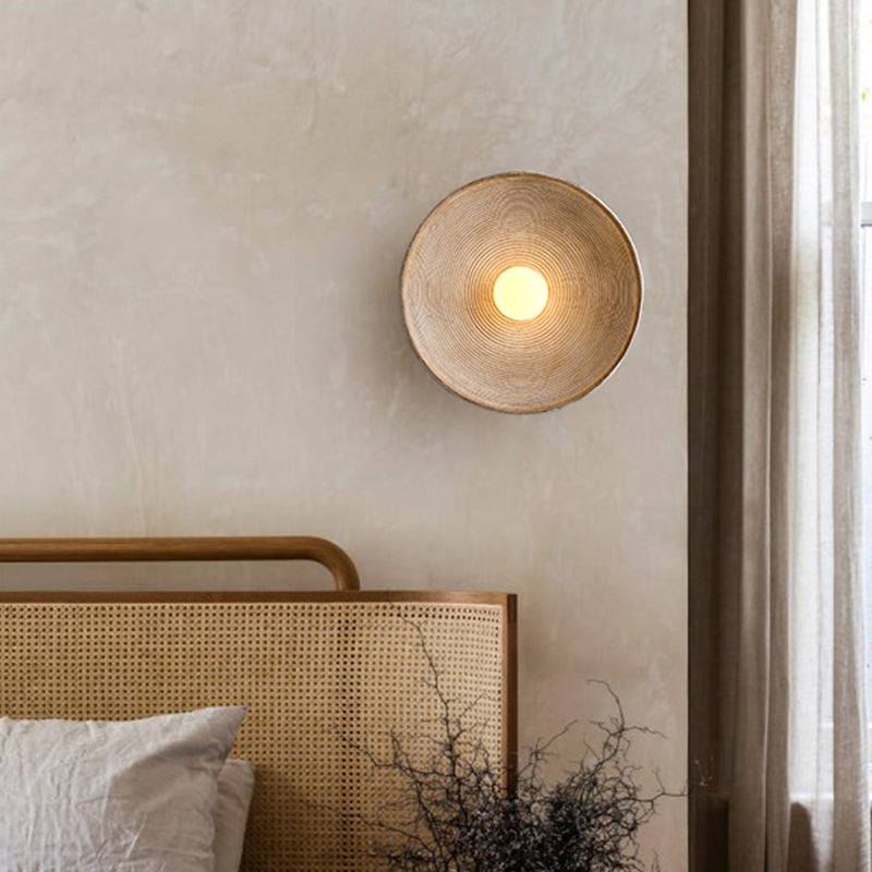 Noncu Wall Lamp Indoor Round Modern Wood Bedroom Living Room