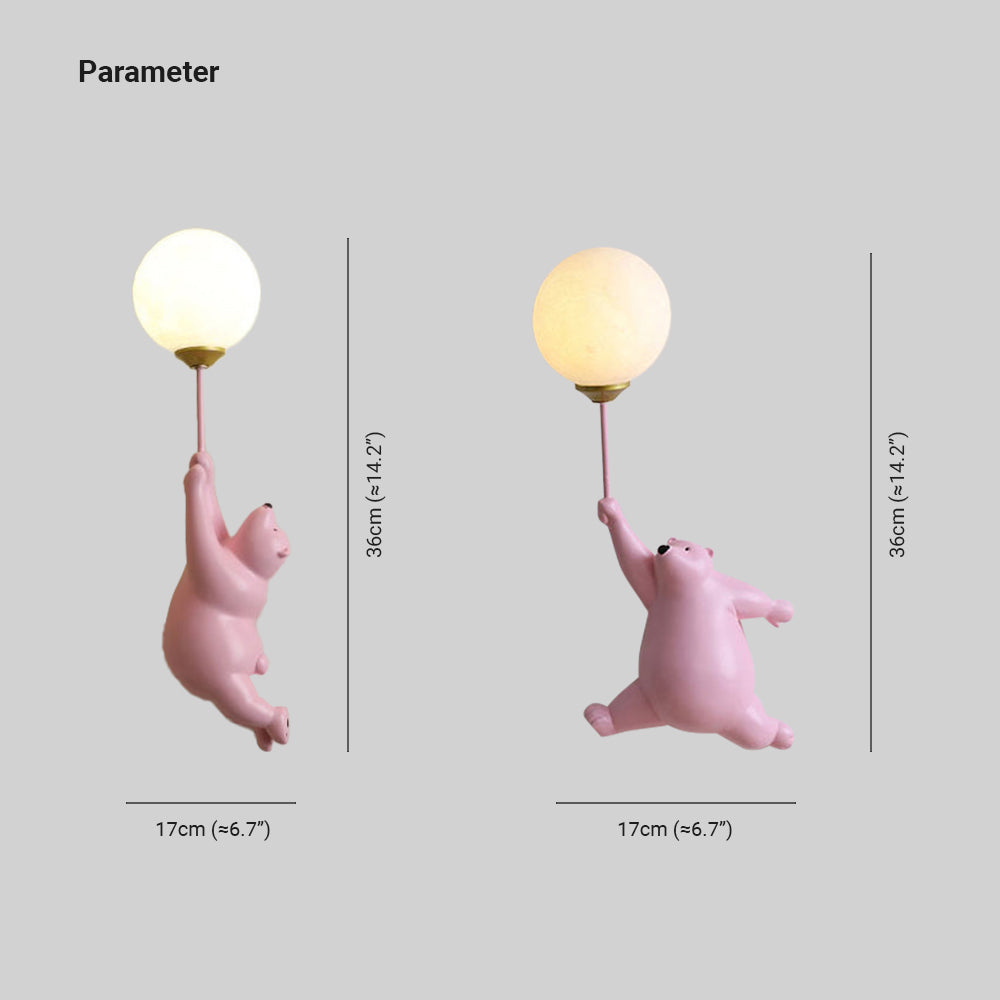 Yono Wall Lamp Balloon Bear Children's Room Resin Headboard Study