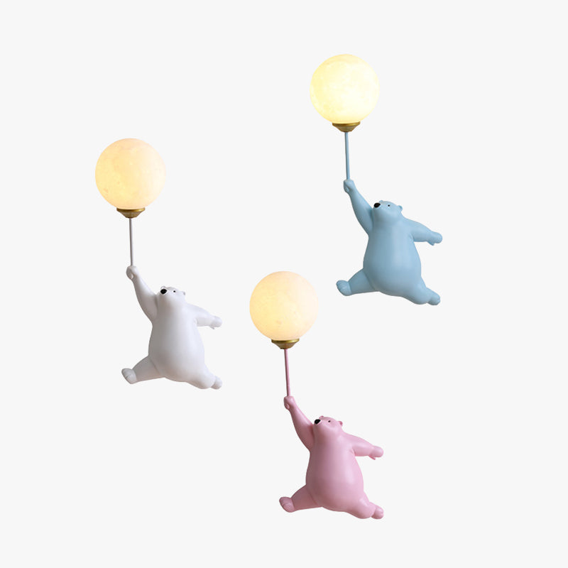 Yono Wall Lamp Balloon Bear Children's Room Resin Headboard Study