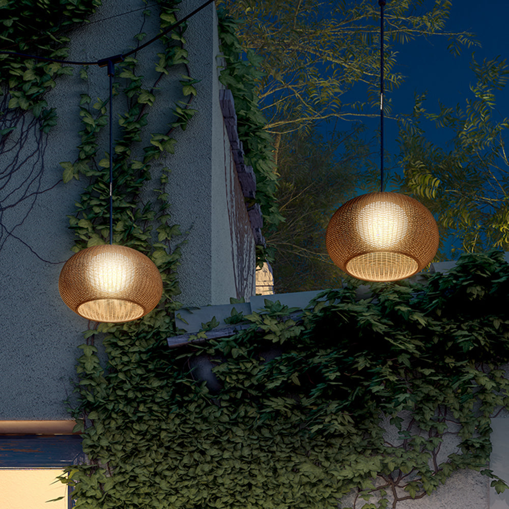 Noncu Pendant Light Retro Lantern Bamboo Acrylic Acrylic Outdoor