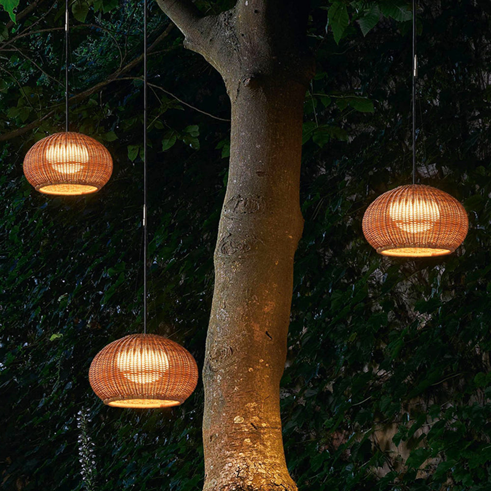 Noncu Pendant Light Retro Lantern Bamboo Acrylic Acrylic Outdoor