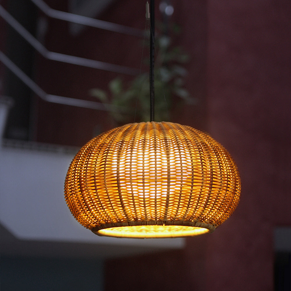 Noncu Pendant Light Retro Lantern Bamboo Acrylic Acrylic Outdoor