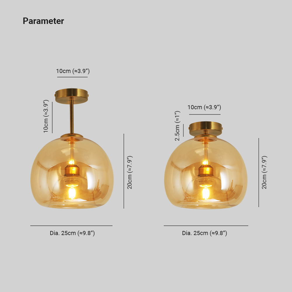 Noncu Ceiling Light Modern Dome Glass Living Room Mount