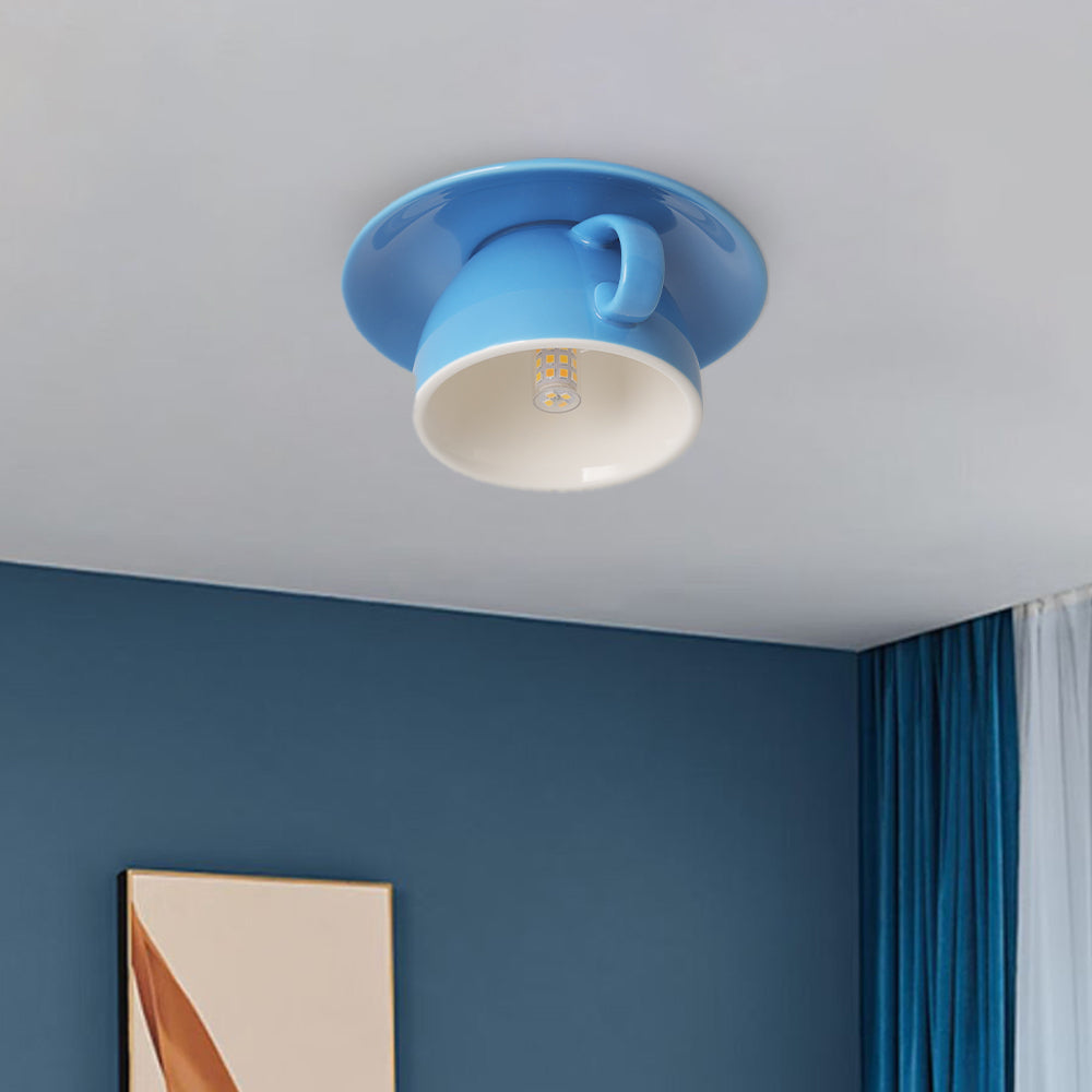 Halo Ceiling Light Modern Recessed Ceramic Coffee Cups Bedroom