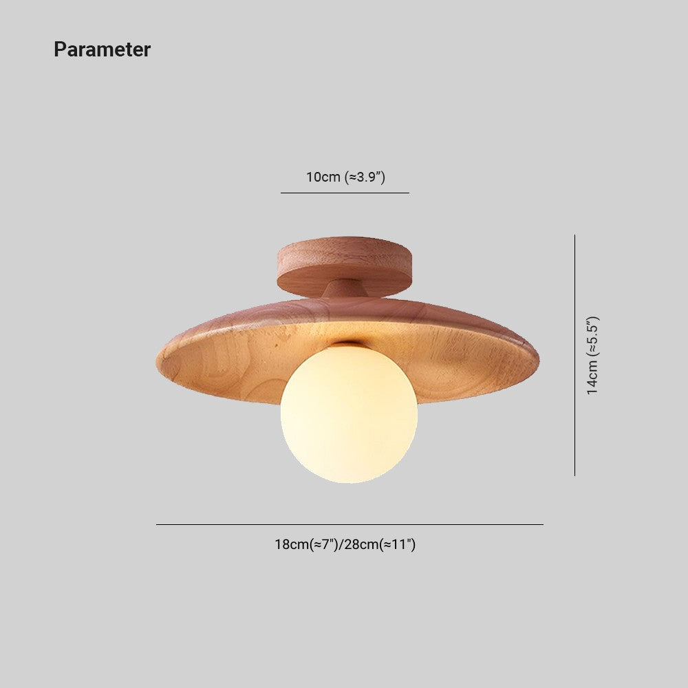 Mode Flush Mount Ceiling Light Natural Walnut Wood Kitchen