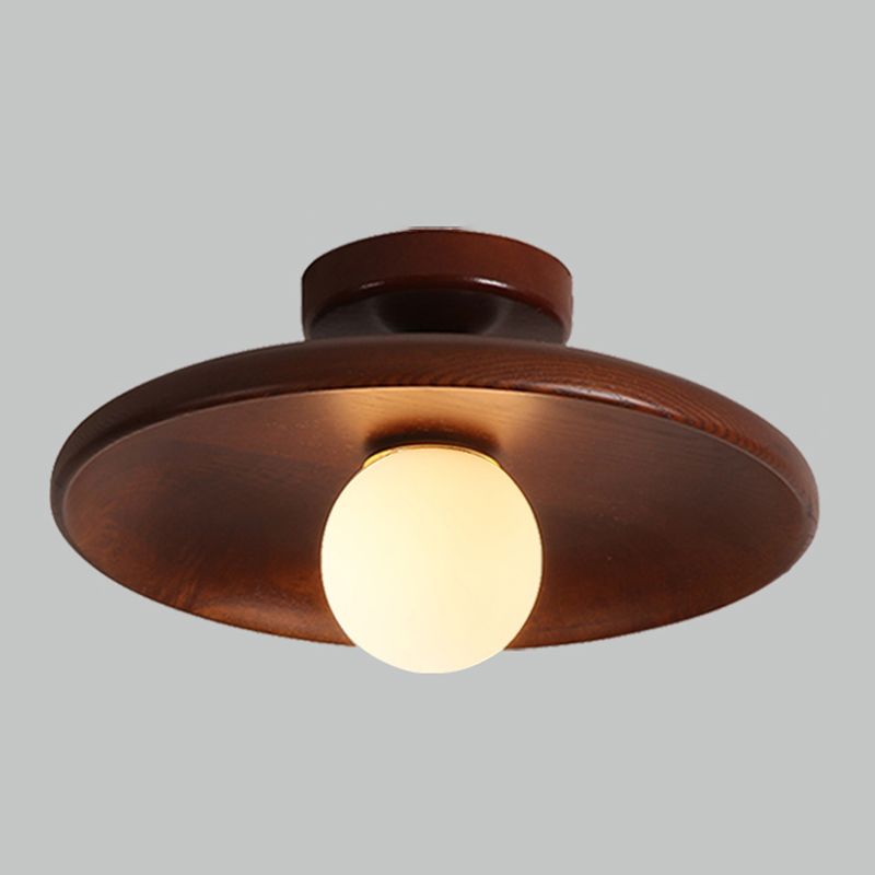 Mode Flush Mount Ceiling Light Natural Walnut Wood Kitchen