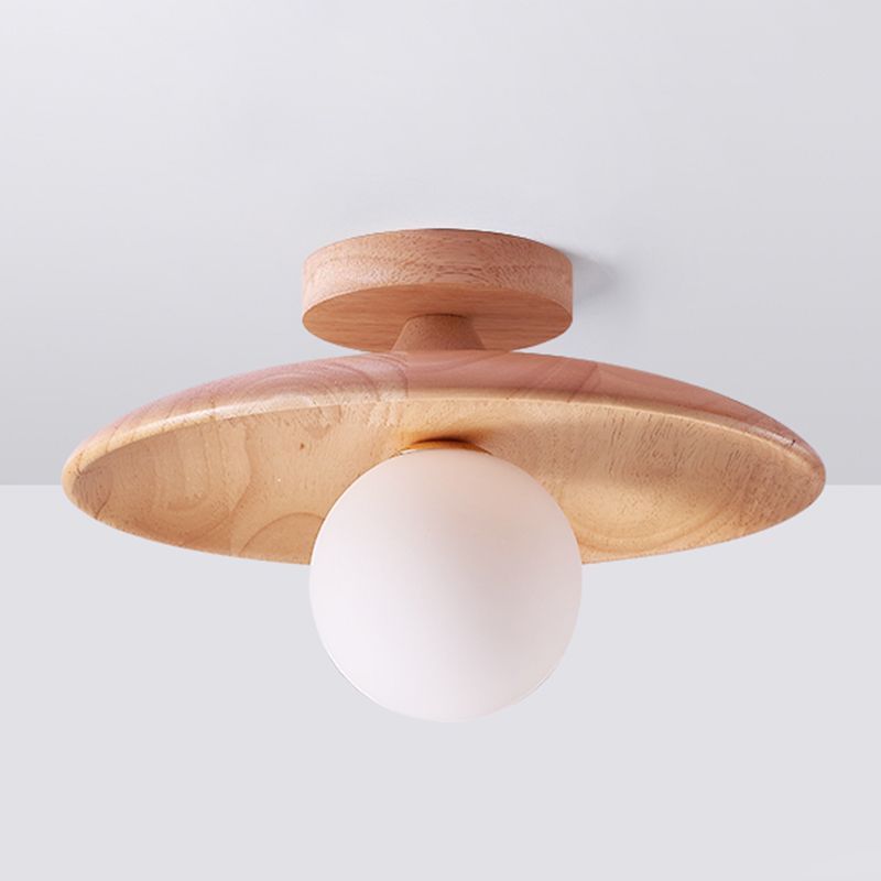 Mode Flush Mount Ceiling Light Natural Walnut Wood Kitchen