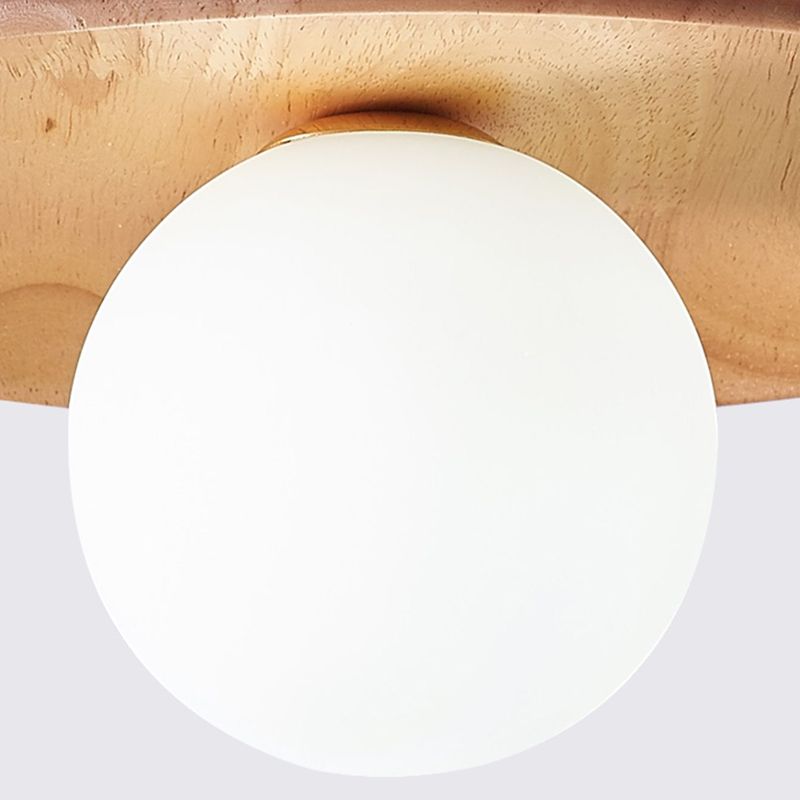 Mode Flush Mount Ceiling Light Natural Walnut Wood Kitchen