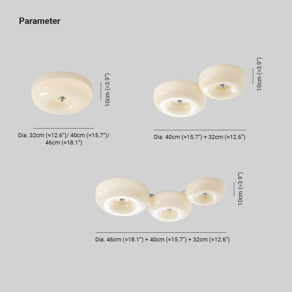 Halo Flush Mount Ceiling Light Single Project Bedroom Glass Cream
