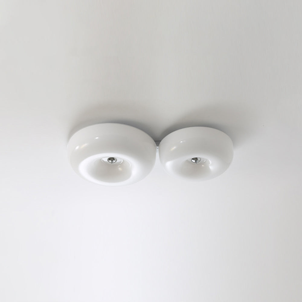 Halo Flush Mount Ceiling Light Single Project Bedroom Glass Cream