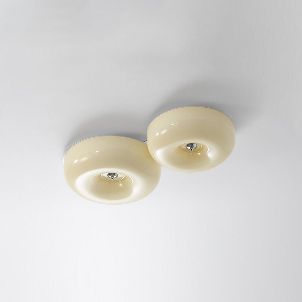Halo Flush Mount Ceiling Light Single Project Bedroom Glass Cream