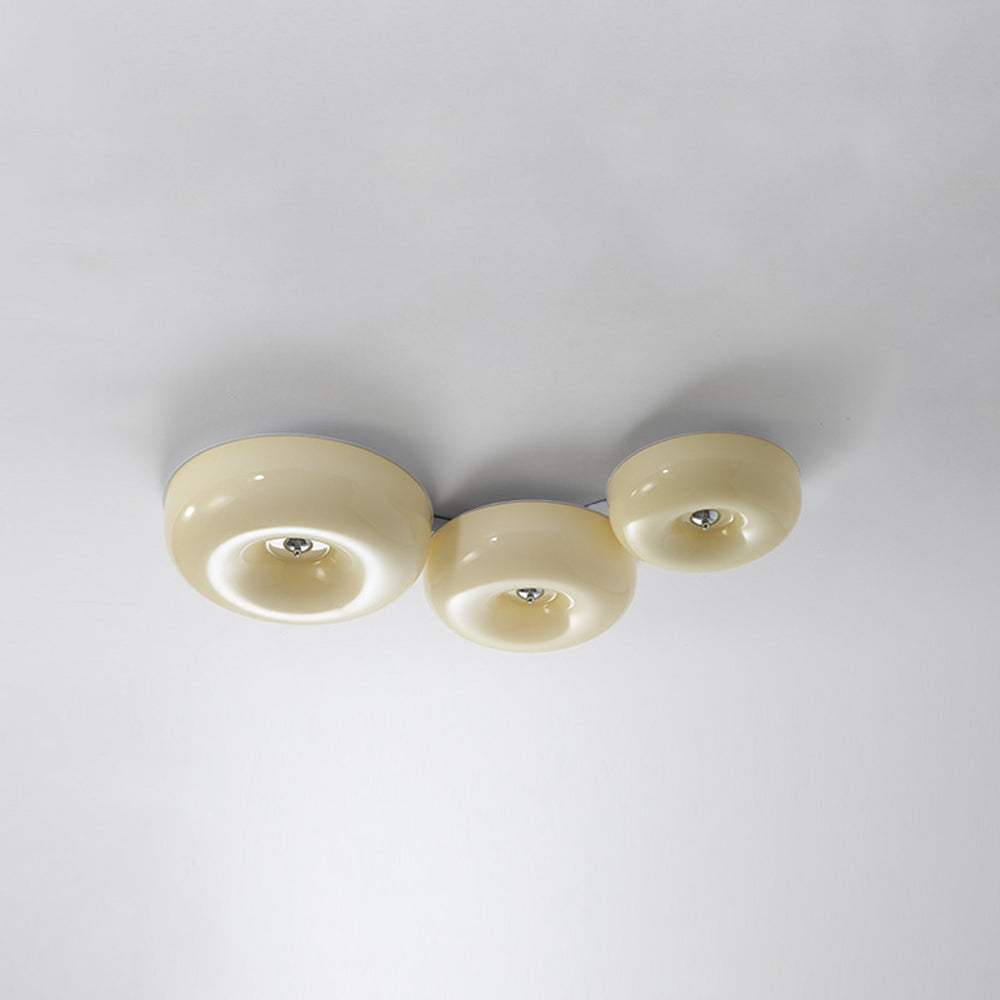 Halo Flush Mount Ceiling Light Single Project Bedroom Glass Cream