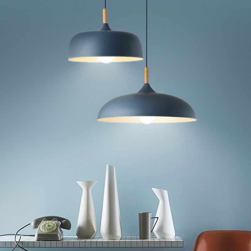 Halo Pendant Light Modern Dome Macaron Metal Dining Room