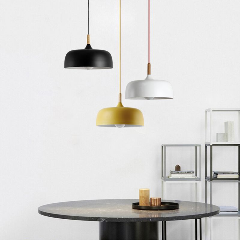 Halo Pendant Light Modern Dome Macaron Metal Dining Room