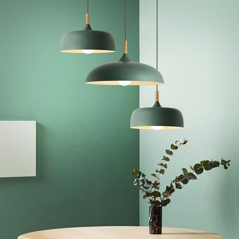 Halo Pendant Light Modern Dome Macaron Metal Dining Room