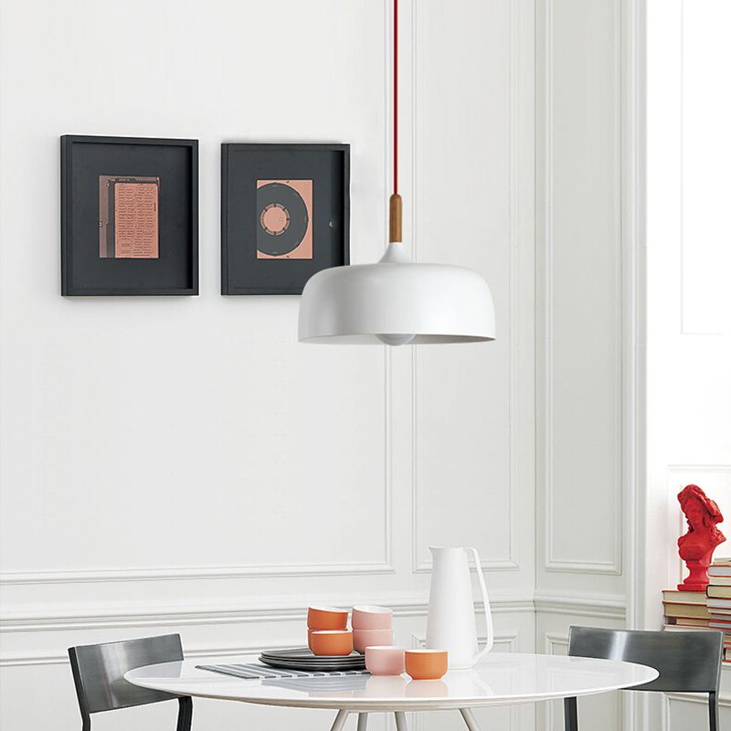Halo Pendant Light Modern Dome Macaron Metal Dining Room