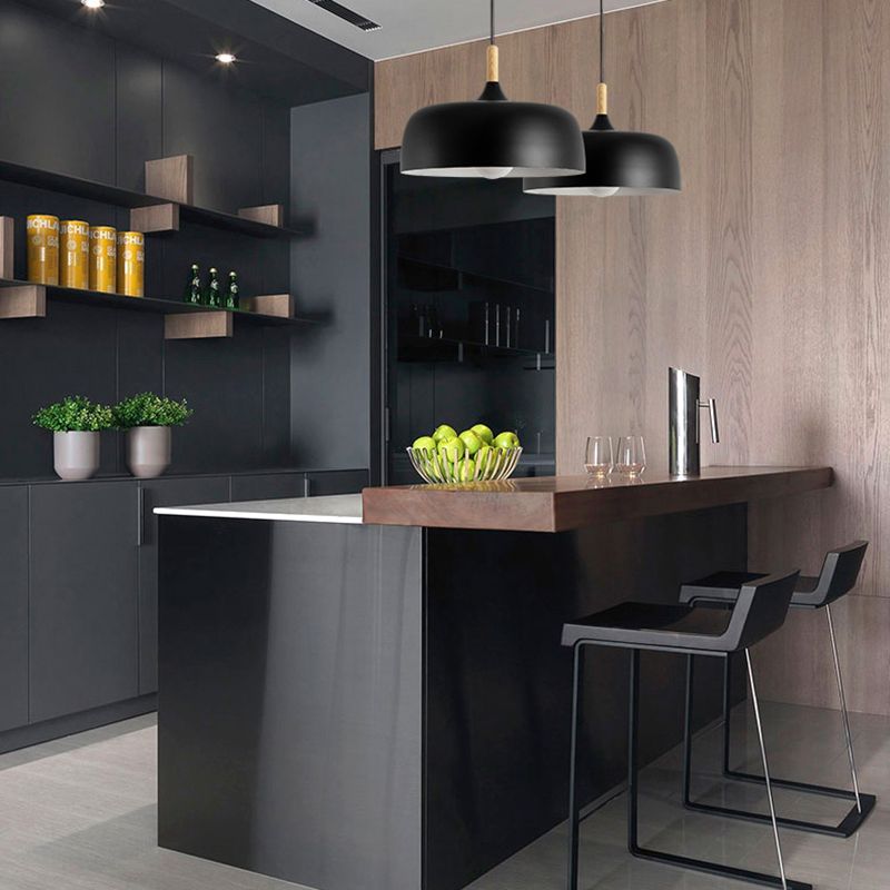 Halo Pendant Light Modern Dome Macaron Metal Dining Room