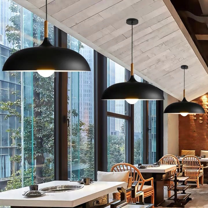 Halo Pendant Light Modern Dome Macaron Metal Dining Room