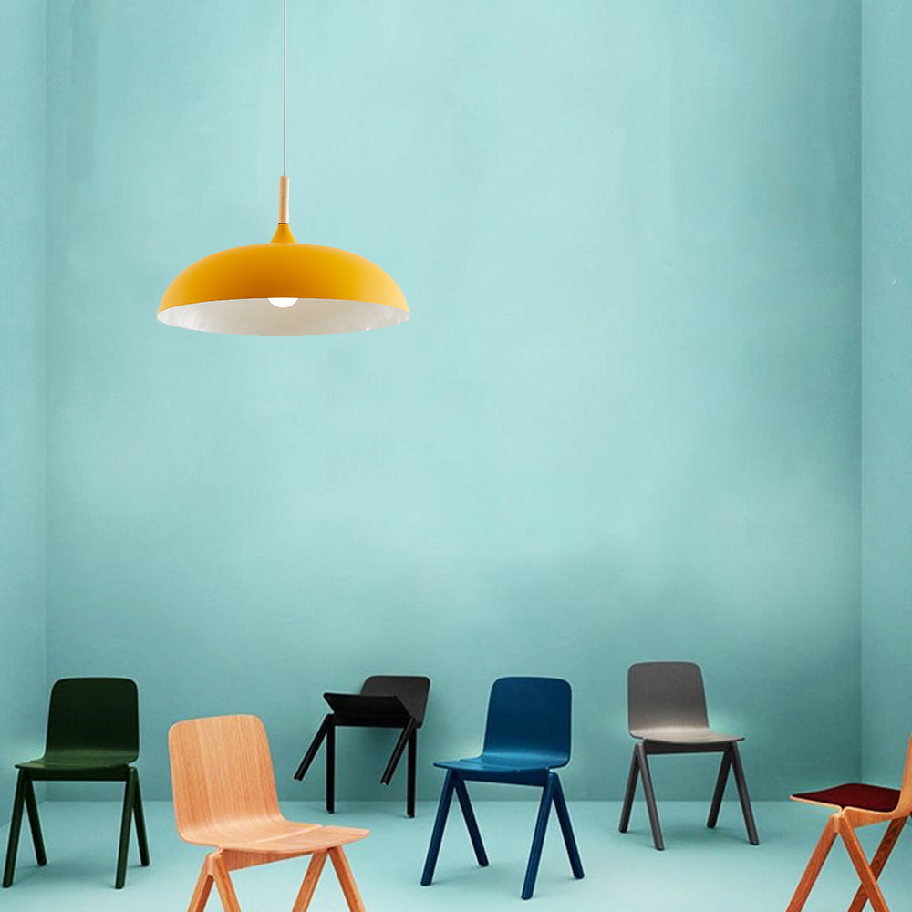 Halo Pendant Light Modern Dome Macaron Metal Dining Room