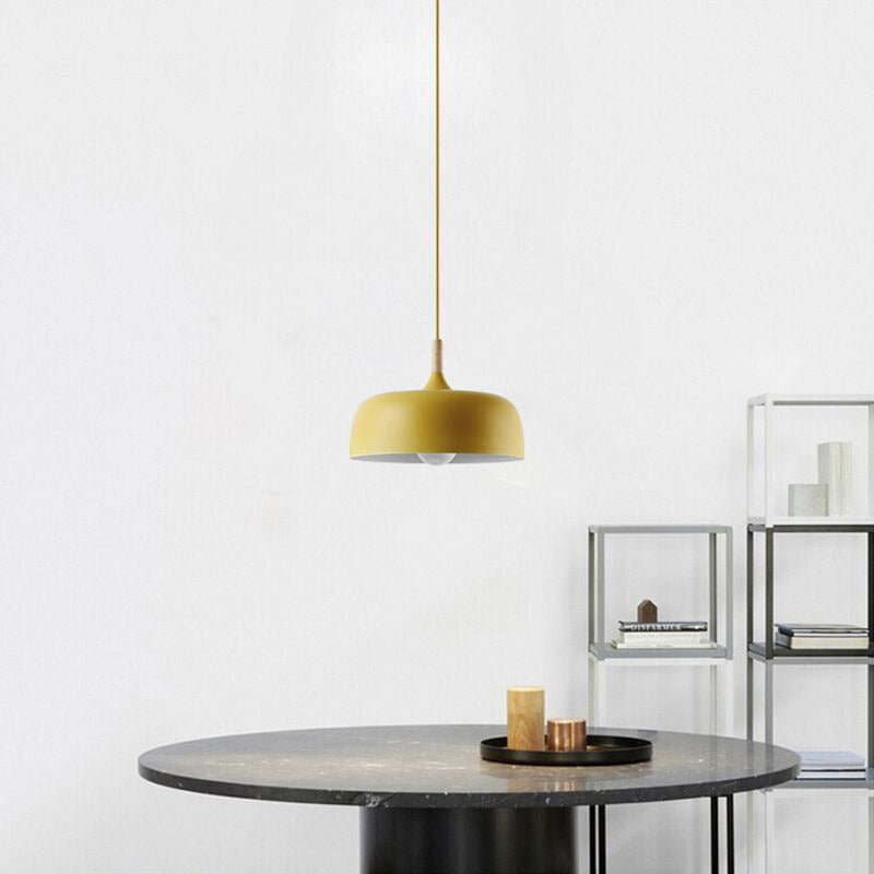 Halo Pendant Light Modern Dome Macaron Metal Dining Room