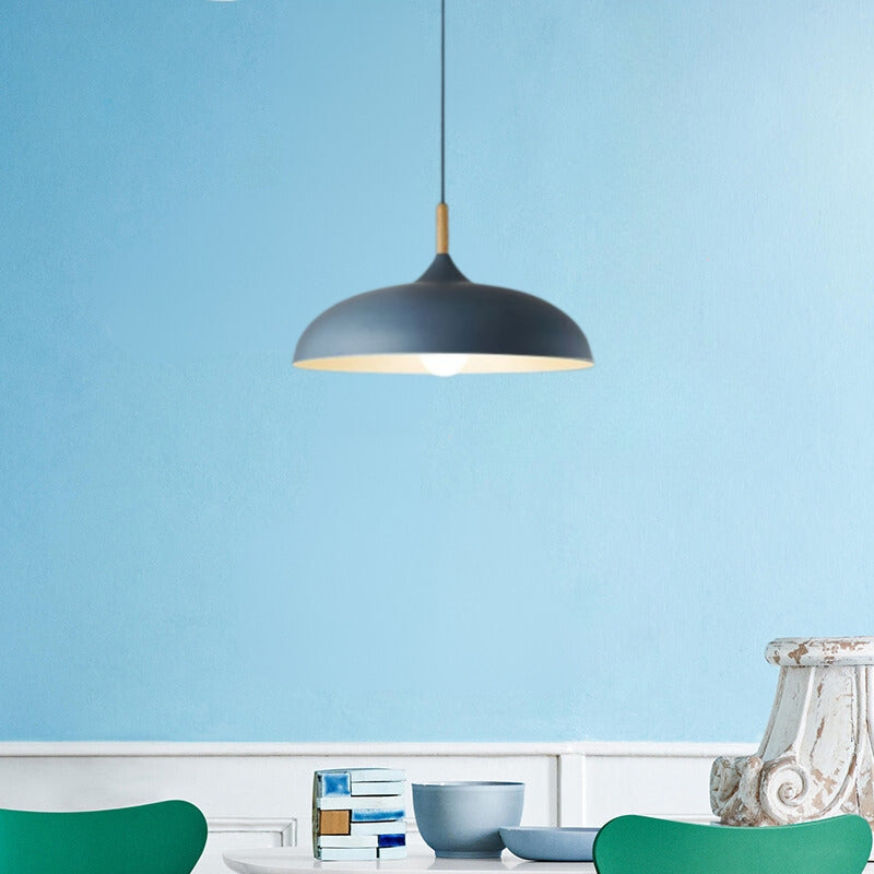 Halo Pendant Light Modern Dome Macaron Metal Dining Room
