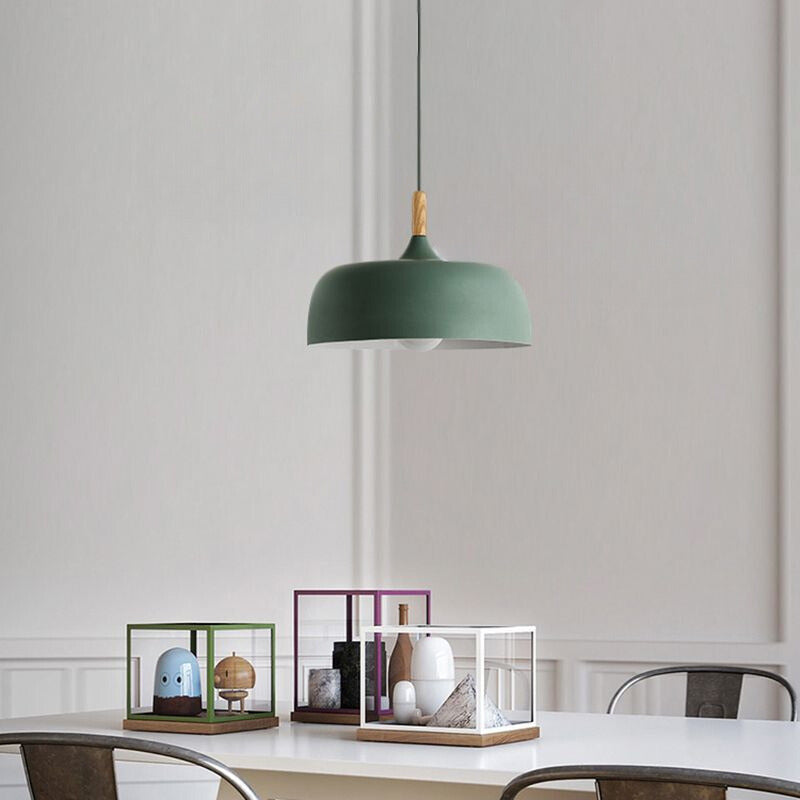 Halo Pendant Light Modern Dome Macaron Metal Dining Room
