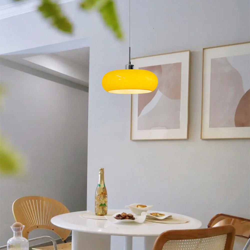 Halo Pendant Light Retro Bread Shape Glass Dinning Room Living Room