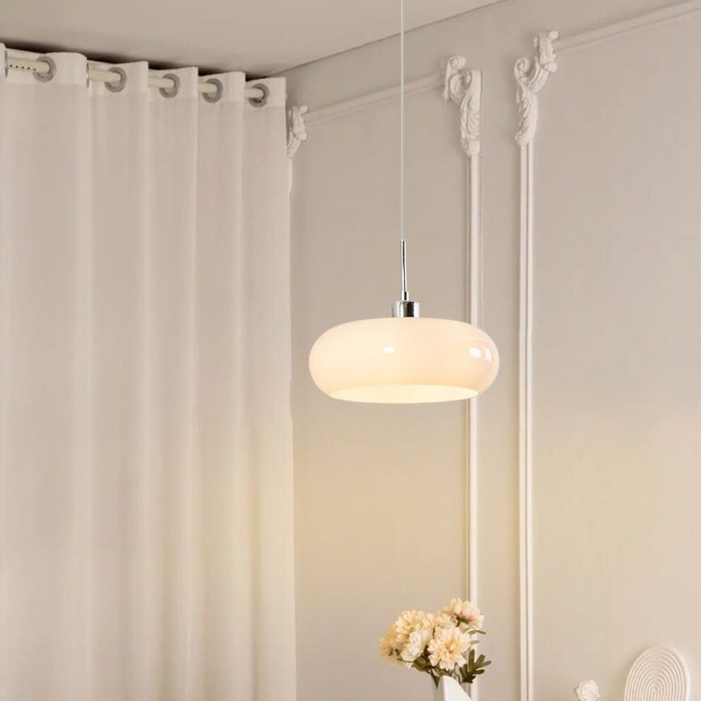 Halo Pendant Light Retro Bread Shape Glass Dinning Room Living Room