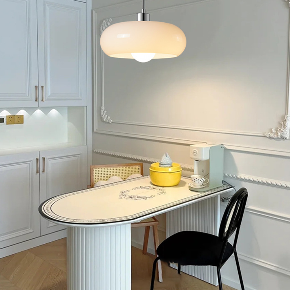 Halo Pendant Light Retro Bread Shape Glass Dinning Room Living Room