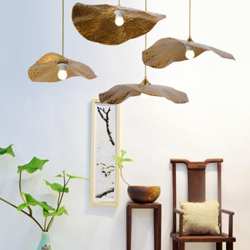 Mode Pendant Light Metal Leaf Lotus Natural Dining Room