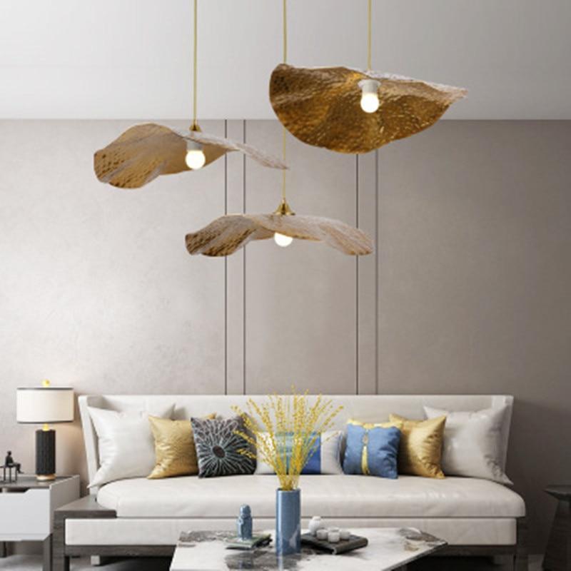 Mode Pendant Light Metal Leaf Lotus Natural Dining Room