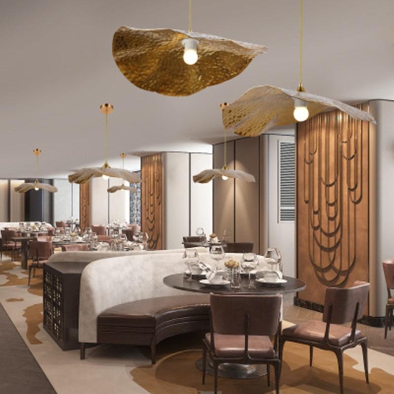 Mode Pendant Light Metal Leaf Lotus Natural Dining Room