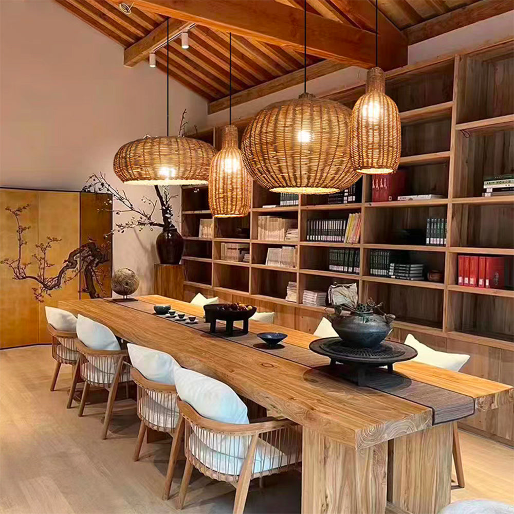 Noncu Pendant Light Japanese Nordic Wicker Bedroom Dining Room