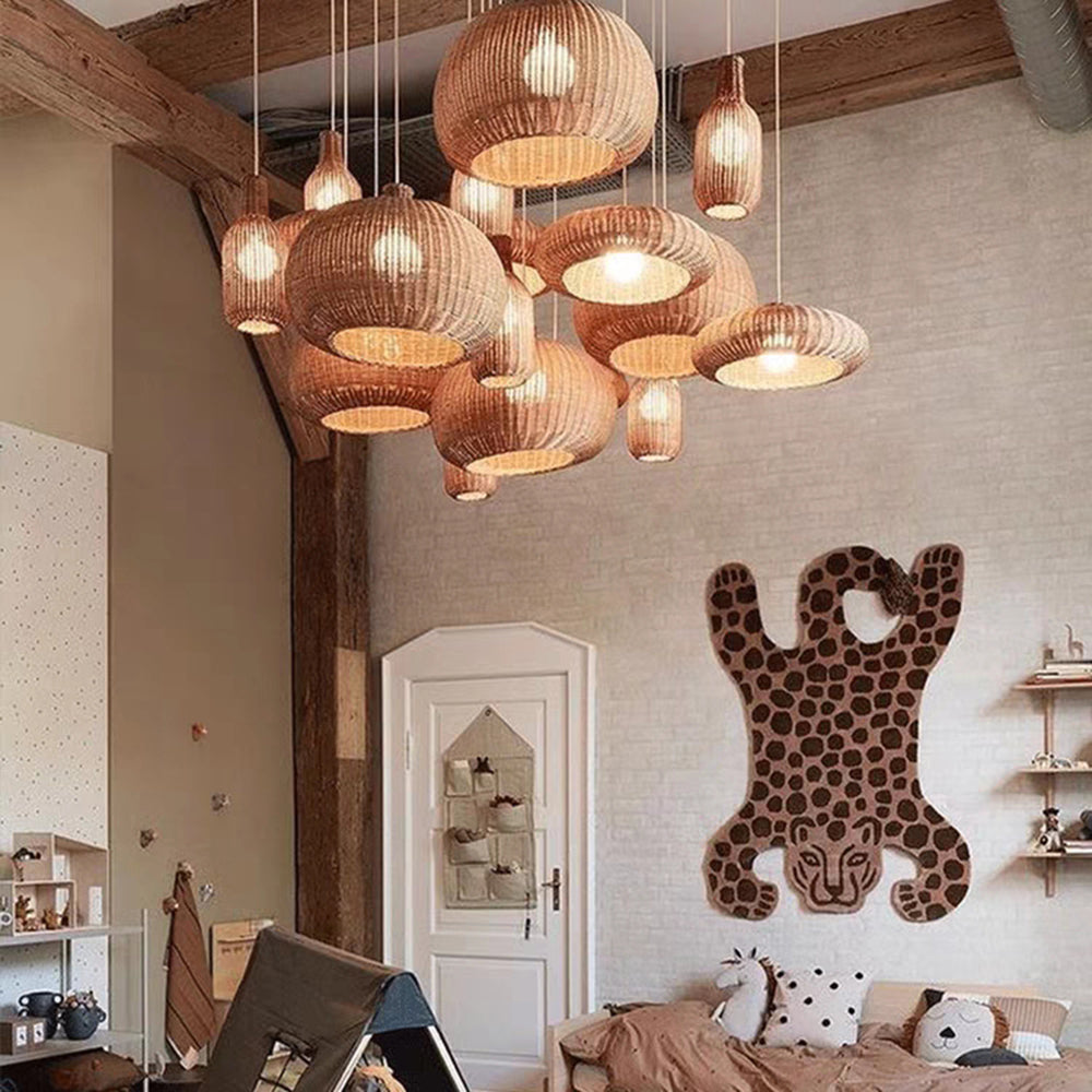 Noncu Pendant Light Japanese Nordic Wicker Bedroom Dining Room