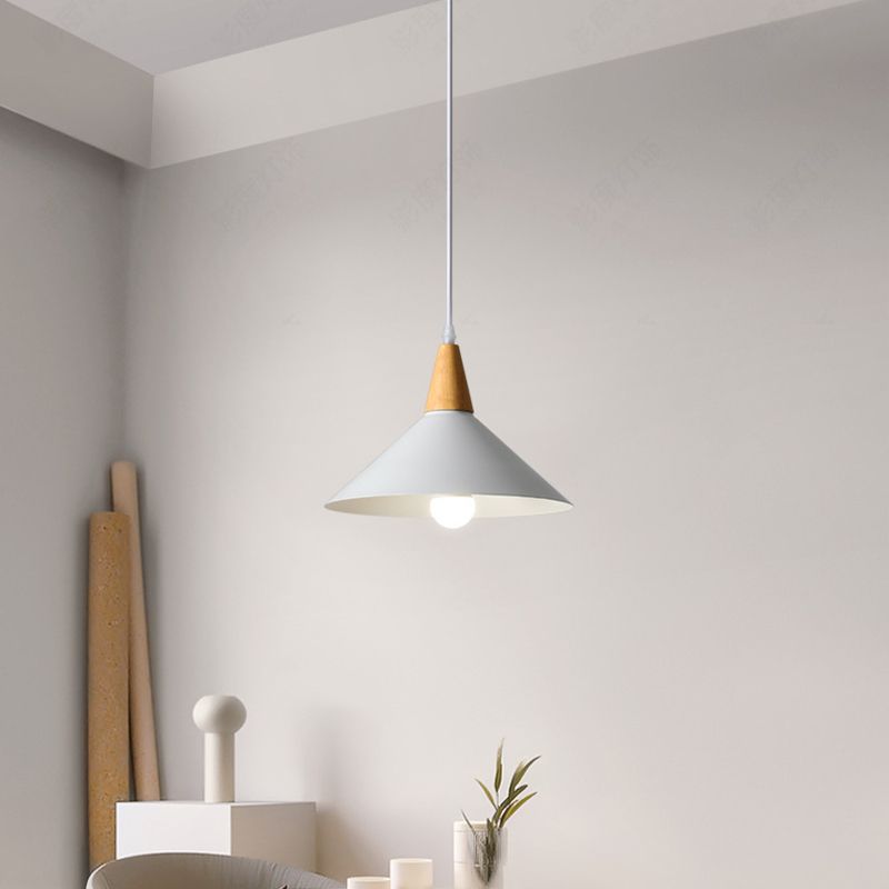 Halo Pendant Light Minimalist Metal Shape Cover Wood Natural