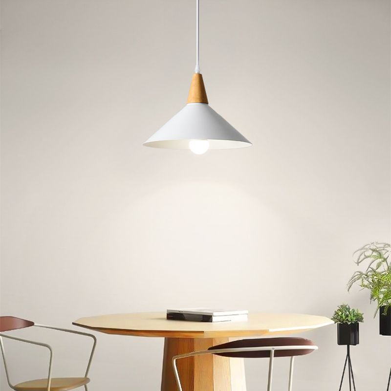 Halo Pendant Light Minimalist Metal Shape Cover Wood Natural