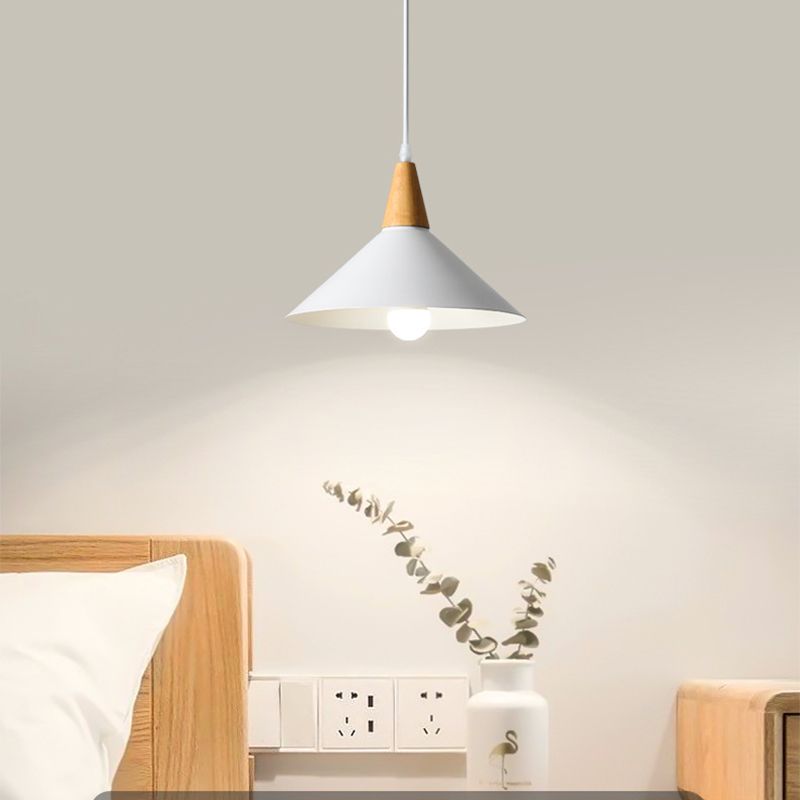 Halo Pendant Light Minimalist Metal Shape Cover Wood Natural